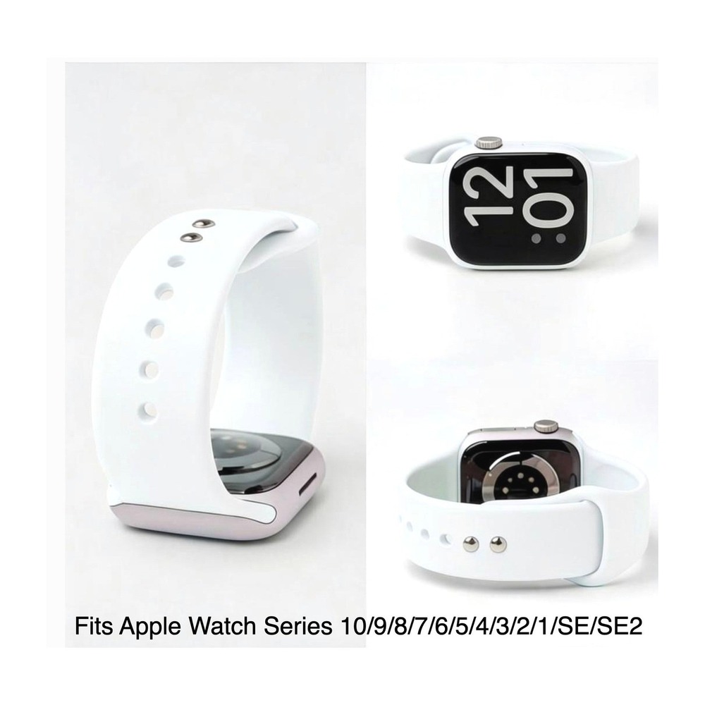 Apple iWatch Compatible Series Sporty White Silicone Watch Band 38/40/41/42mm